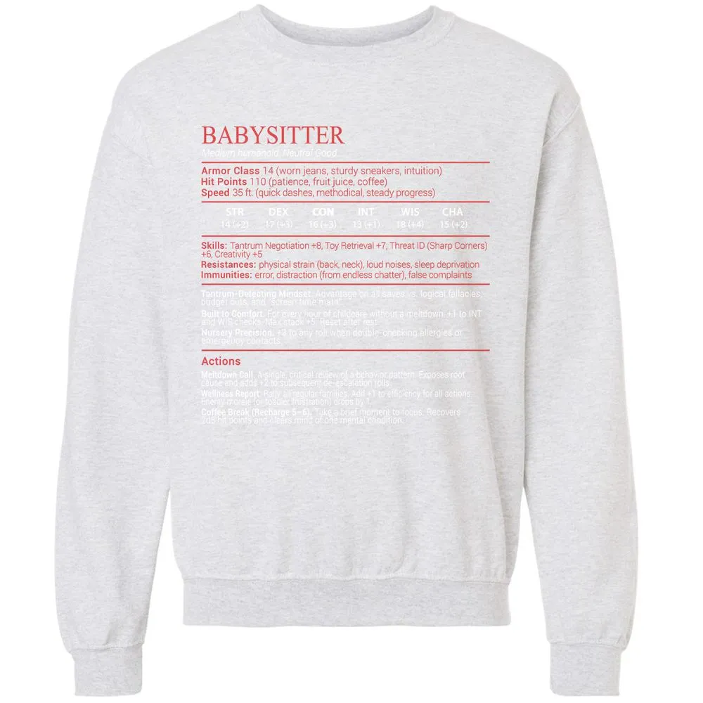 Baby Sitter Stats Block - Ash - 16