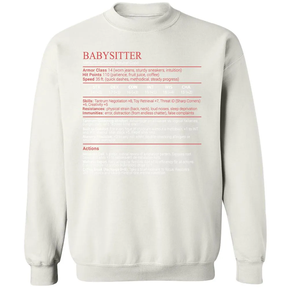 Baby Sitter Stats Block - White - 18