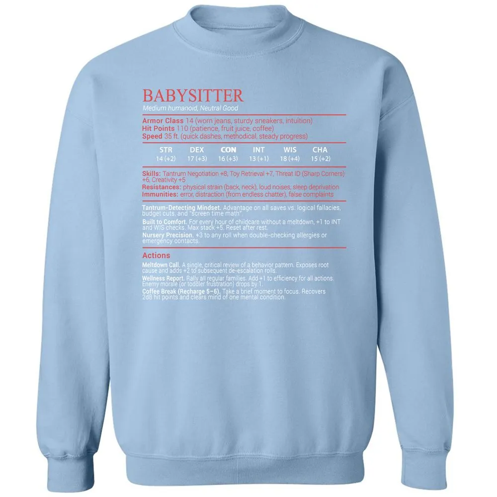Baby Sitter Stats Block - Light Blue - 21