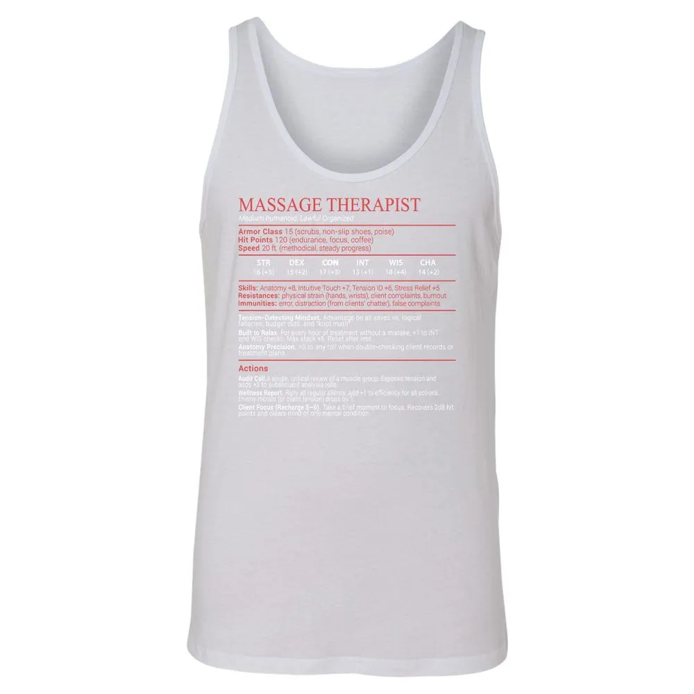 Massage Therapist Stats Block - White - 9