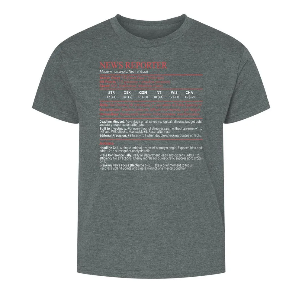 News Reporter Stats Block - Dark Heather - 10