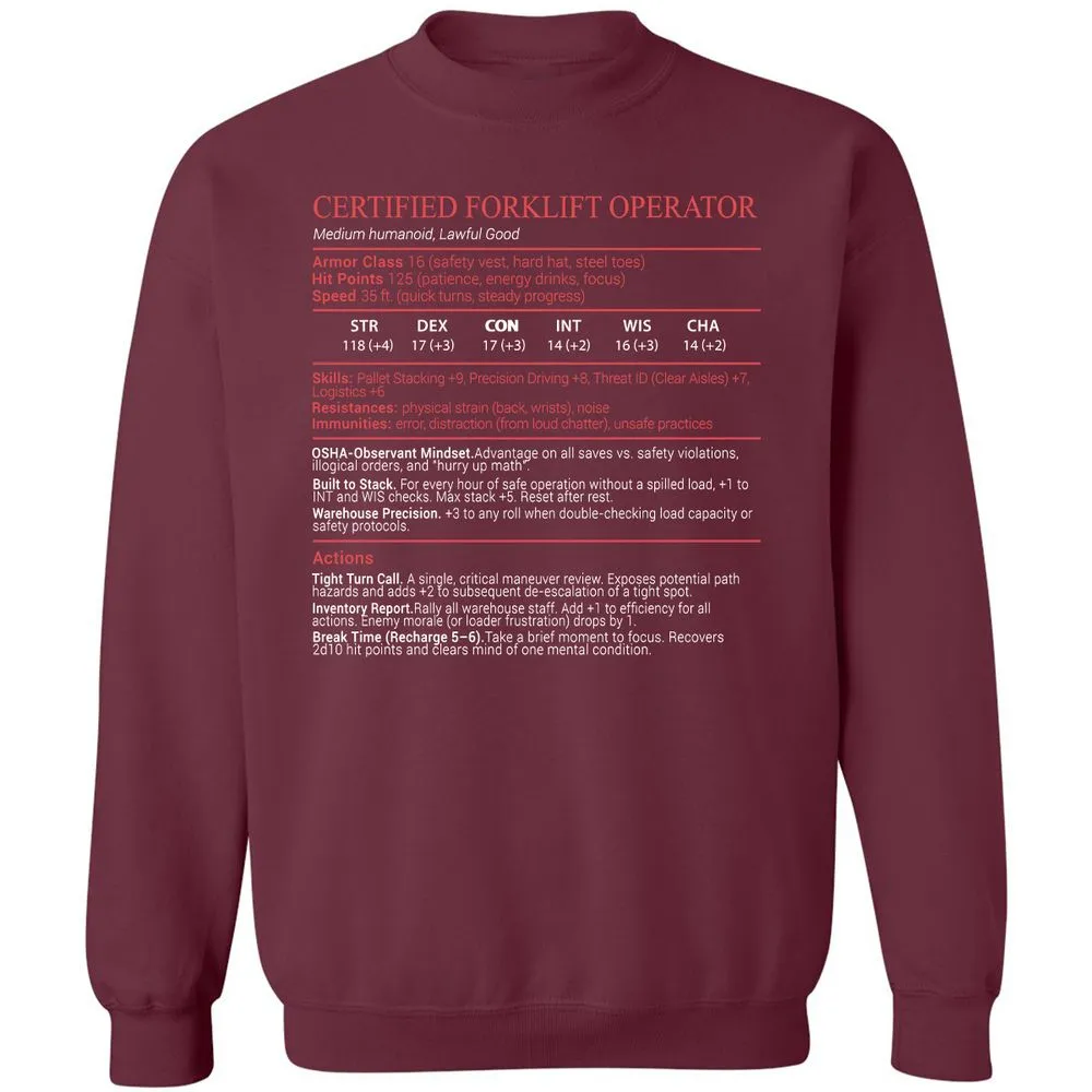 Certified Forklift Operator Stats Block - Maroon - 8