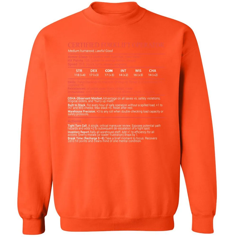 Certified Forklift Operator Stats Block - Orange - 12