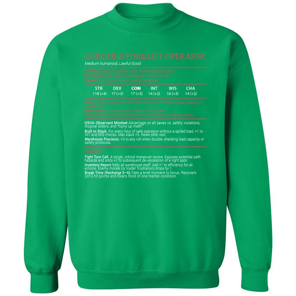 Certified Forklift Operator Stats Block - Irish Green - 13