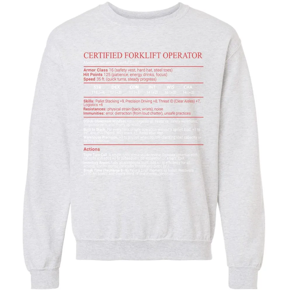 Certified Forklift Operator Stats Block - Ash - 16