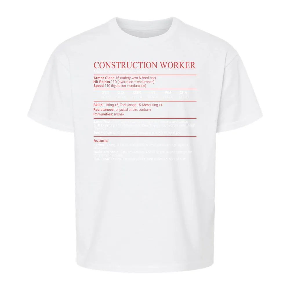 Construction Worker Stats Block - White - 5