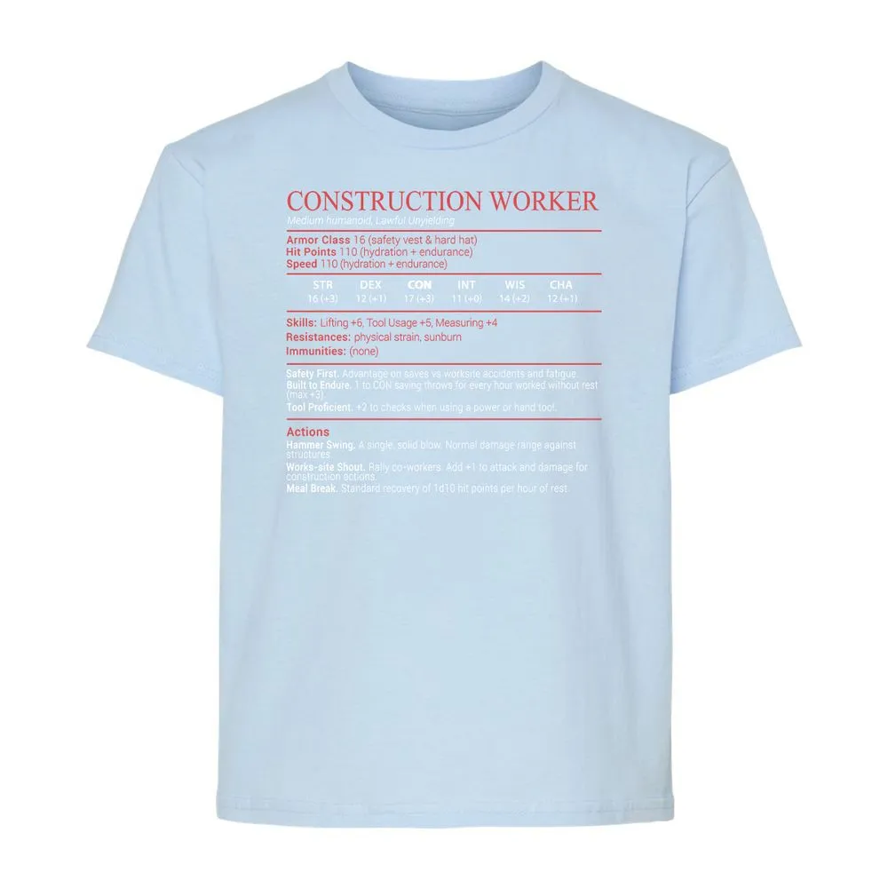 Construction Worker Stats Block - Light Blue - 6