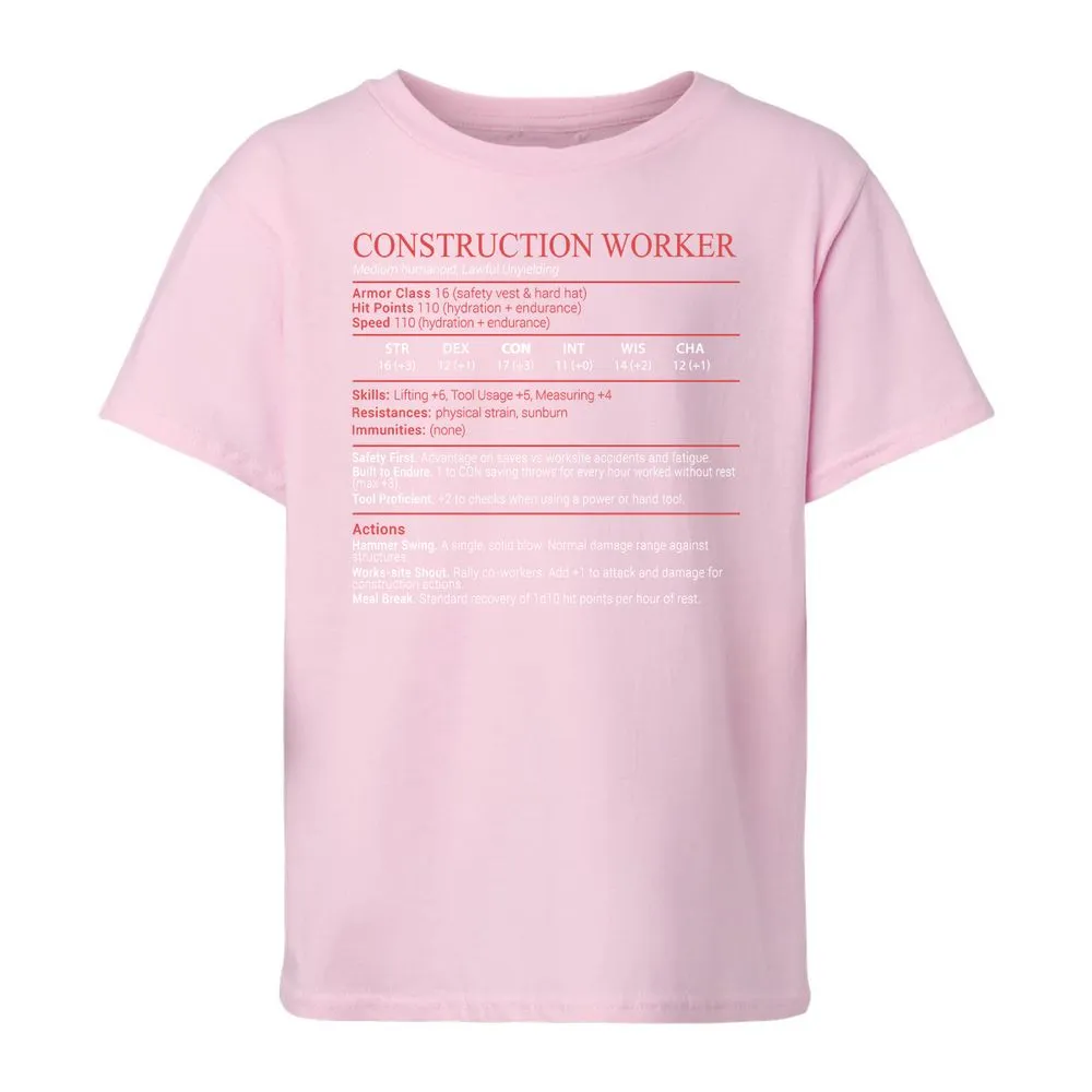 Construction Worker Stats Block - Light Pink - 7