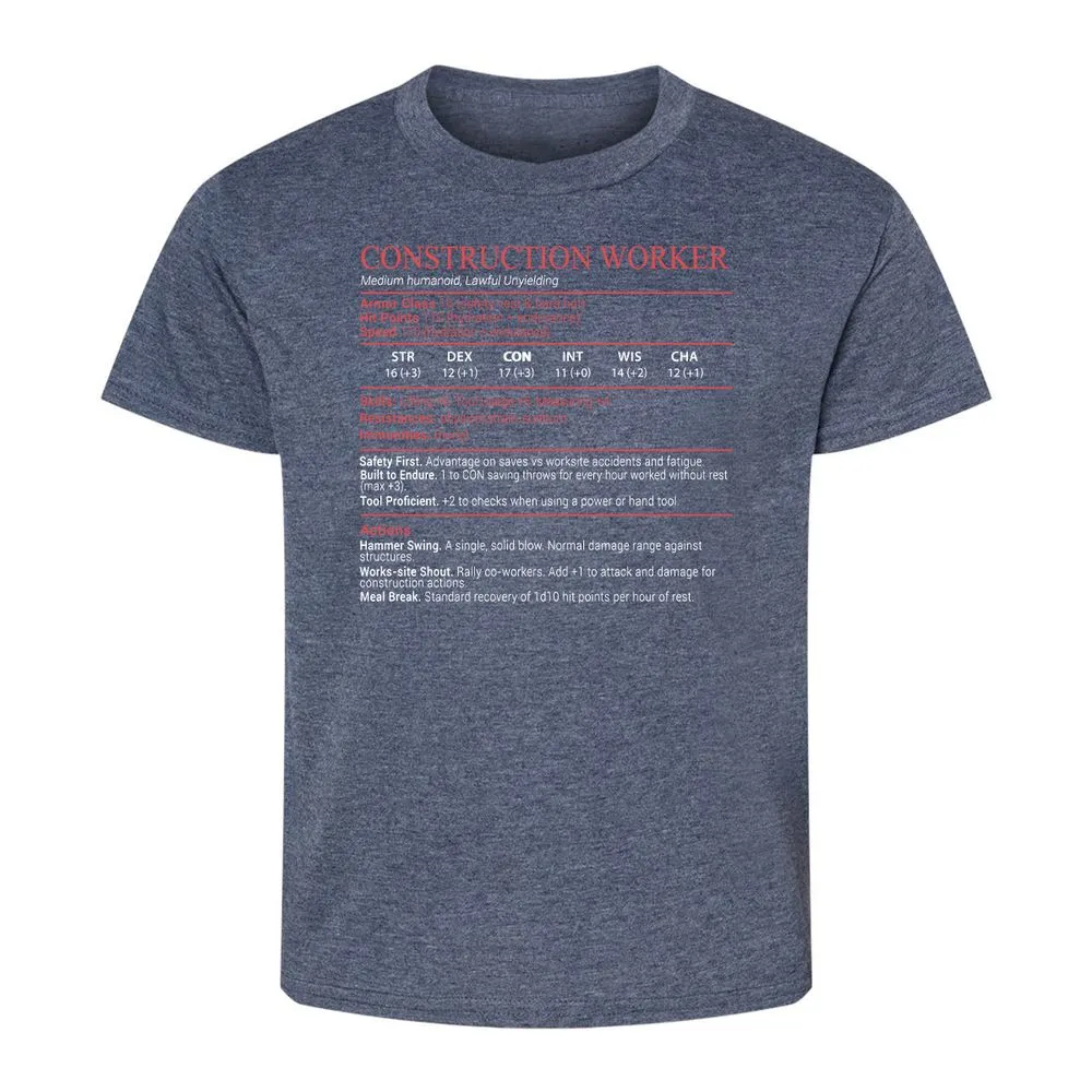 Construction Worker Stats Block - Heather Navy - 9