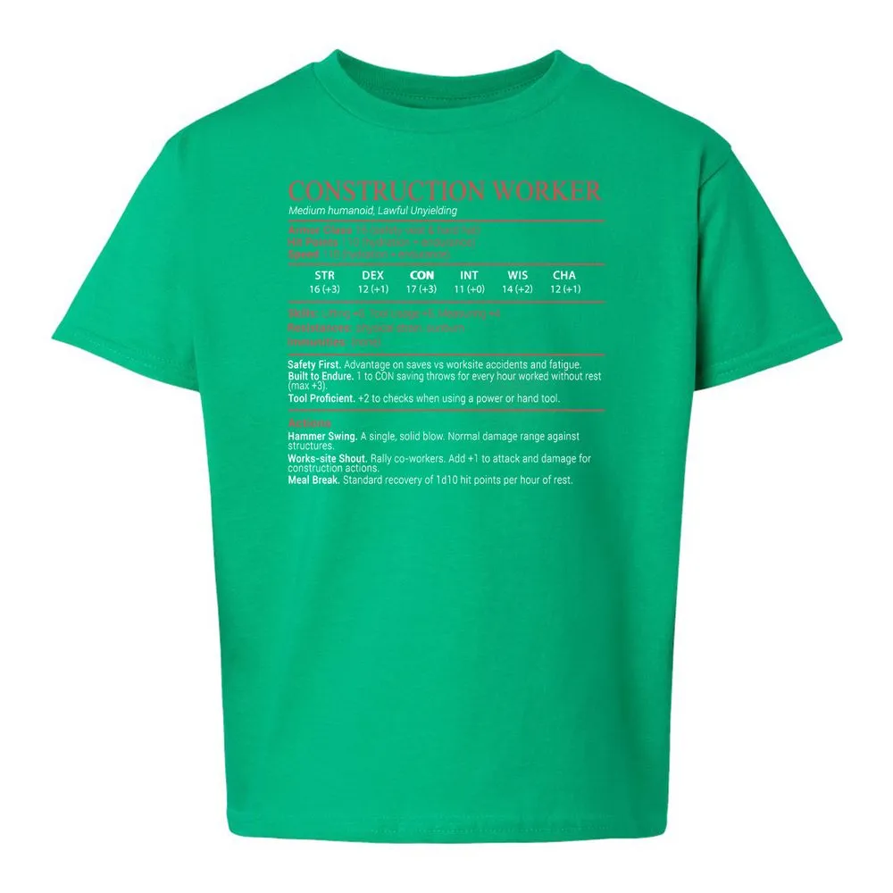 Construction Worker Stats Block - Irish Green - 16