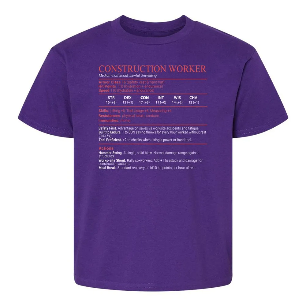 Construction Worker Stats Block - Purple - 17