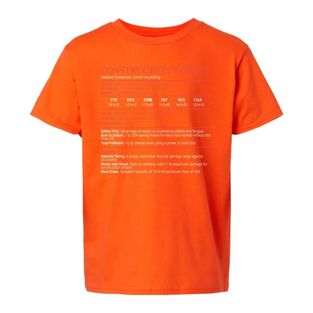 Construction Worker Stats Block - Orange - 20