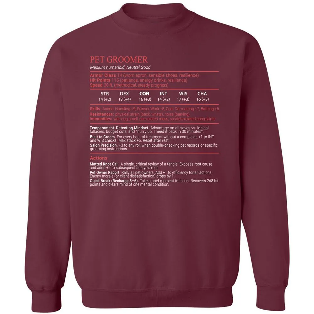 Pet Groomer Stats Block - Maroon - 8