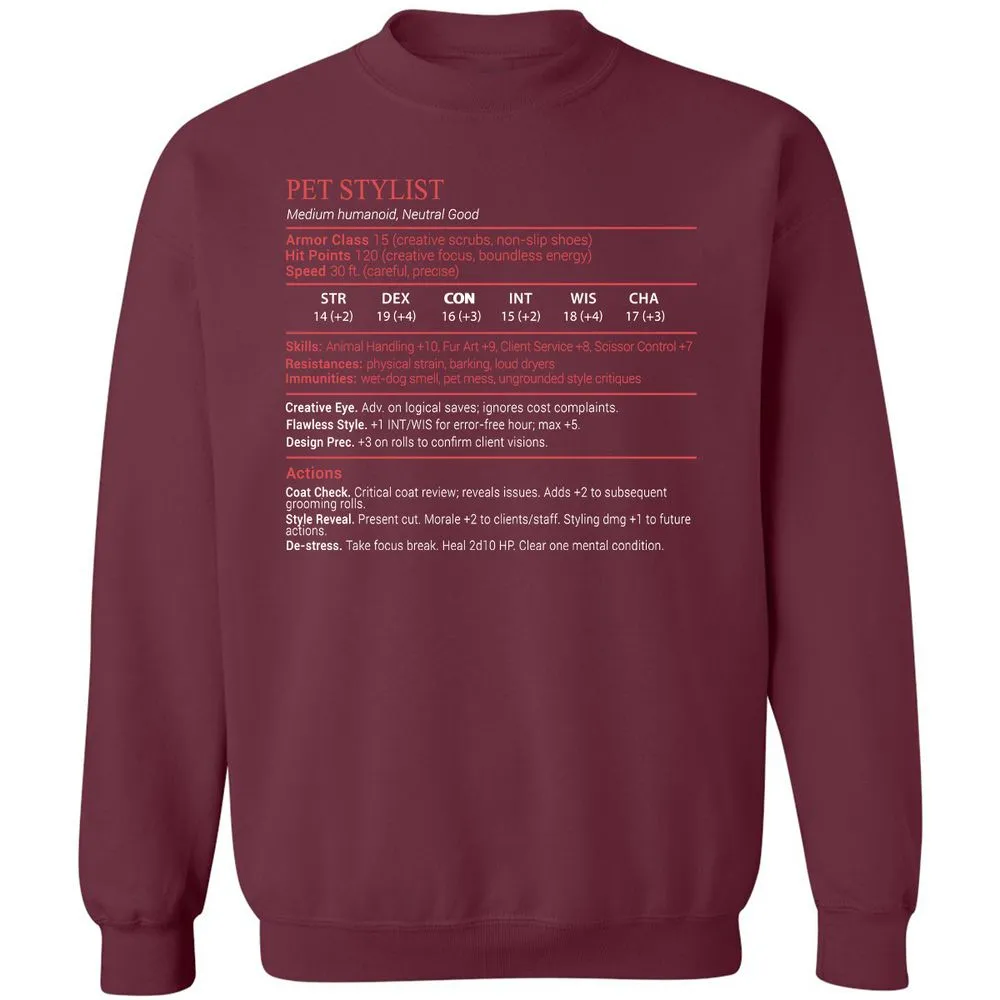 Pet Stylist Stats Block - Maroon - 8