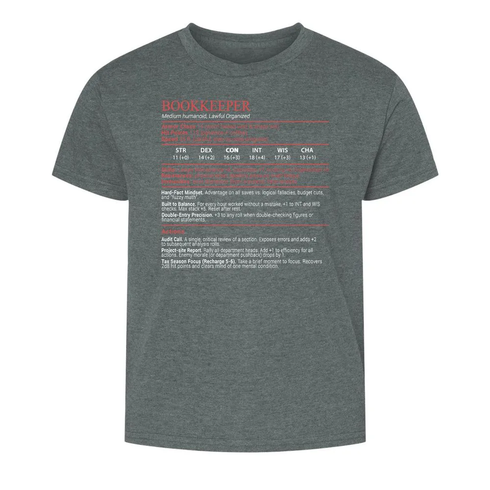 Bookkeepper Stats Block - Dark Heather - 10