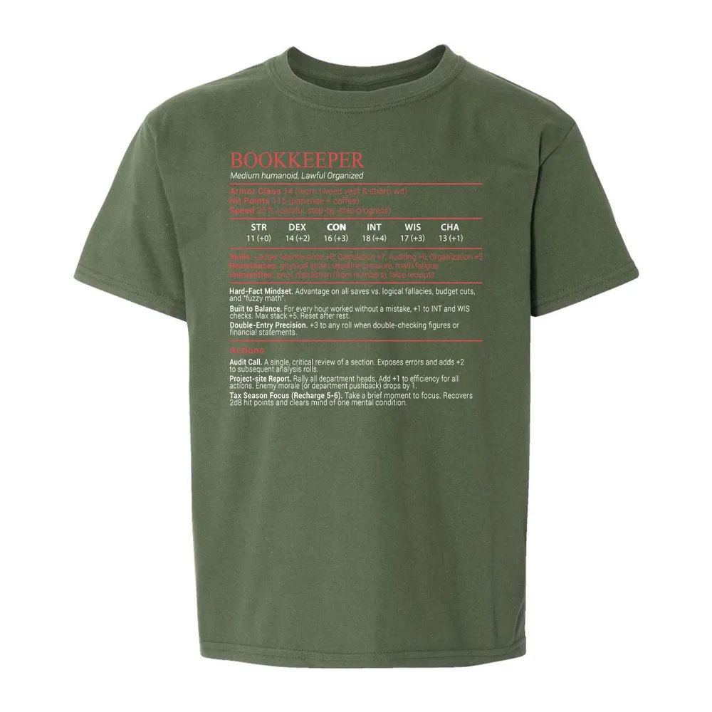 Bookkeepper Stats Block - Military Green - 19