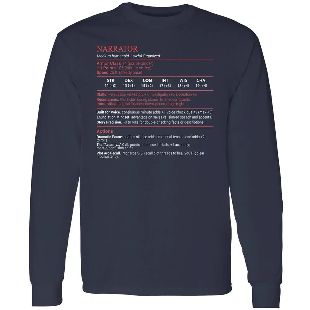 Narrator Stats Block - Navy - 2