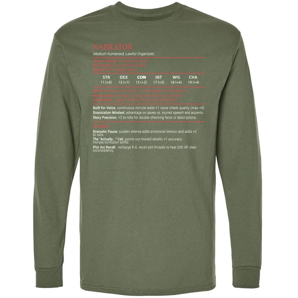 Narrator Stats Block - Military Green - 9