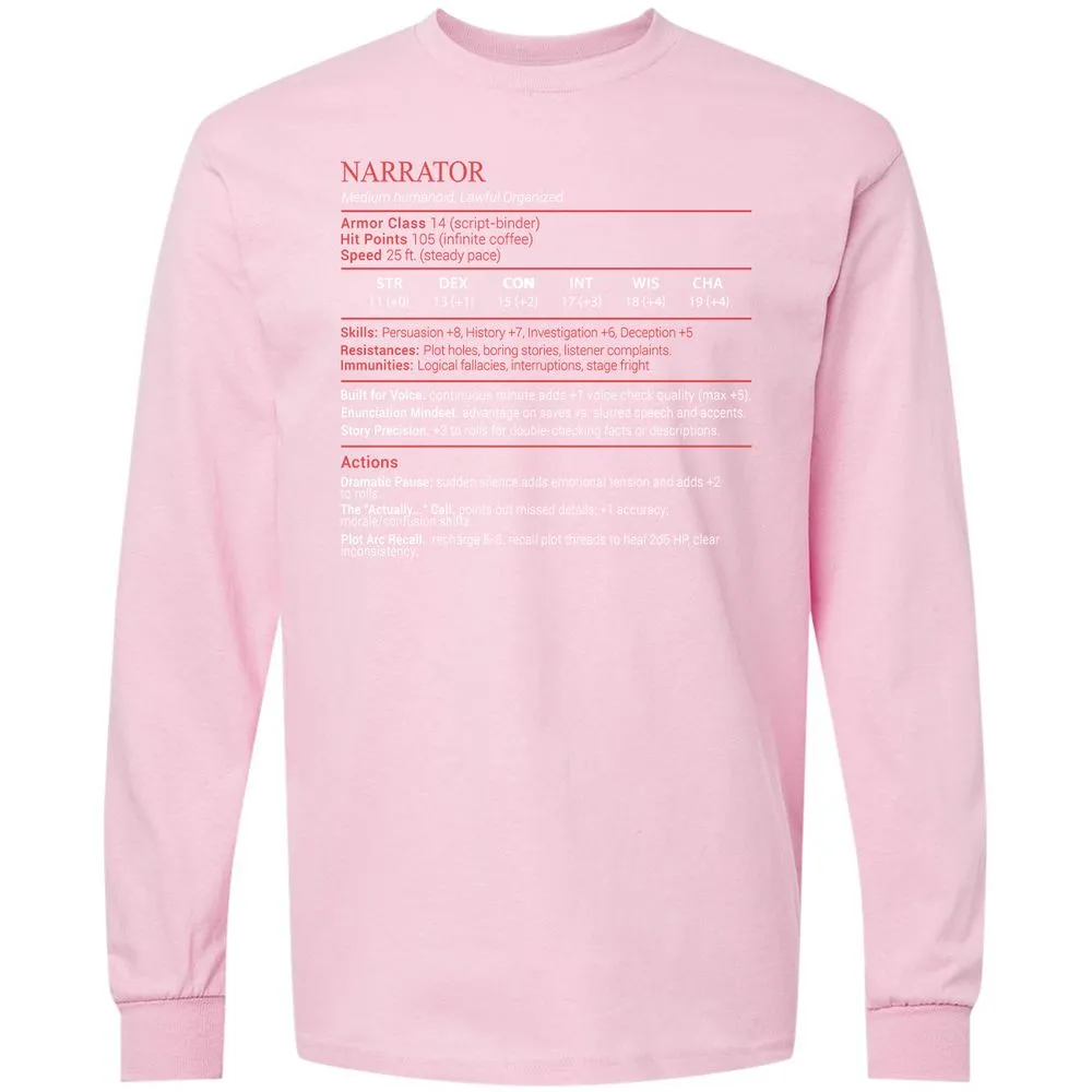 Narrator Stats Block - Light Pink - 16