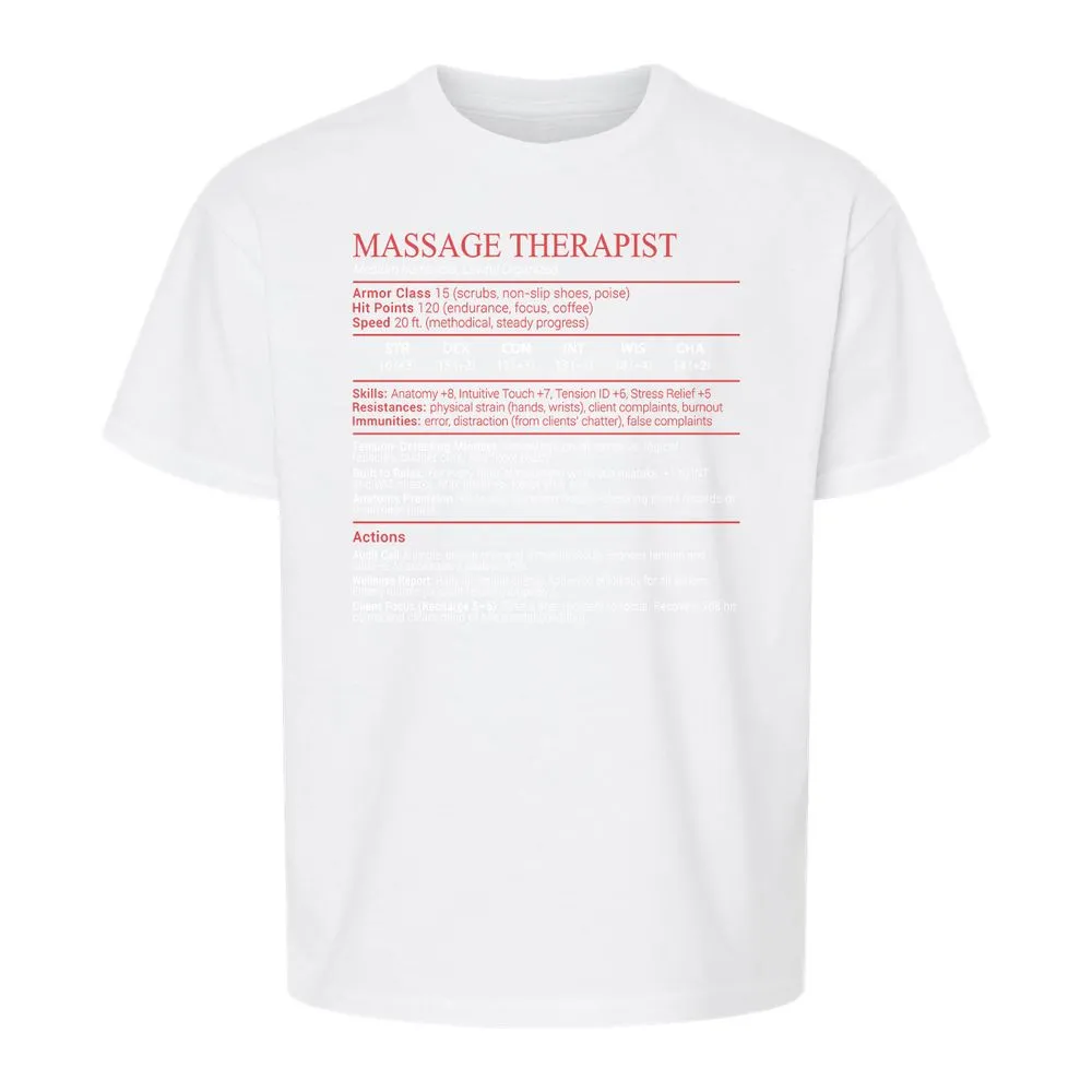 Massage Therapist Stats Block - White - 5