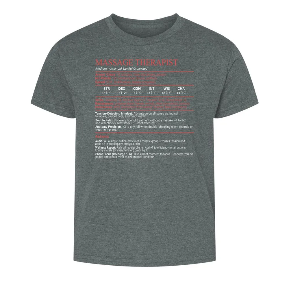 Massage Therapist Stats Block - Dark Heather - 10