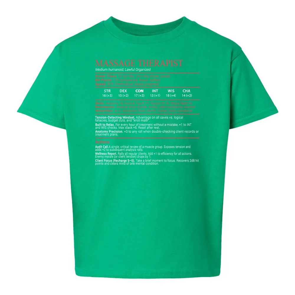 Massage Therapist Stats Block - Irish Green - 16