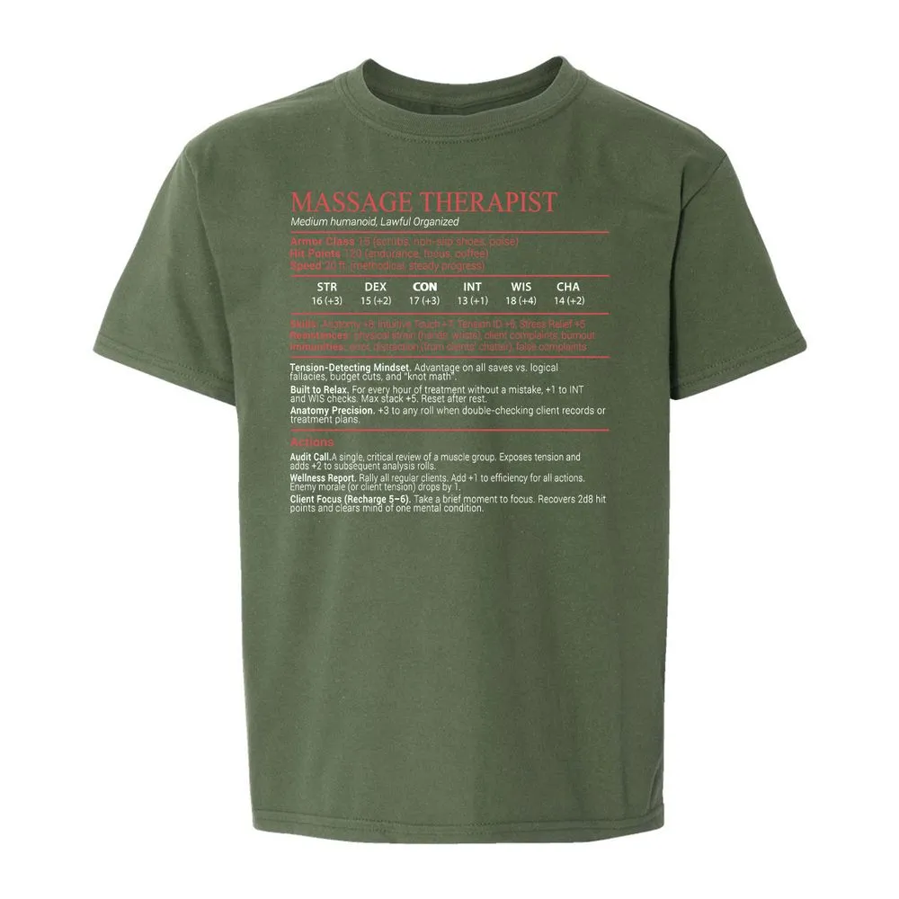 Massage Therapist Stats Block - Military Green - 19