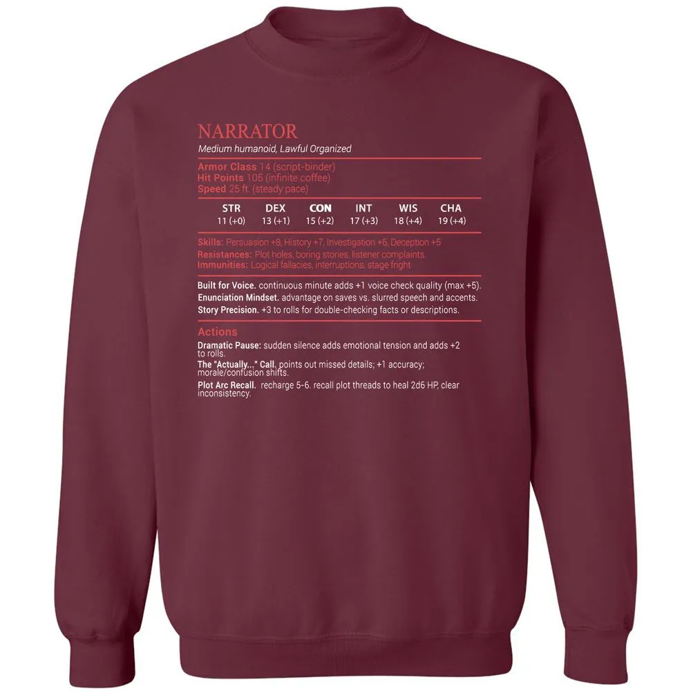 Narrator Stats Block - Maroon - 8
