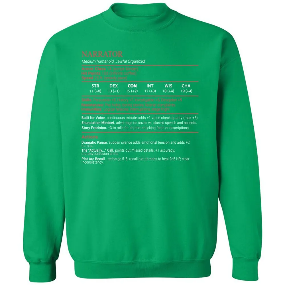 Narrator Stats Block - Irish Green - 13