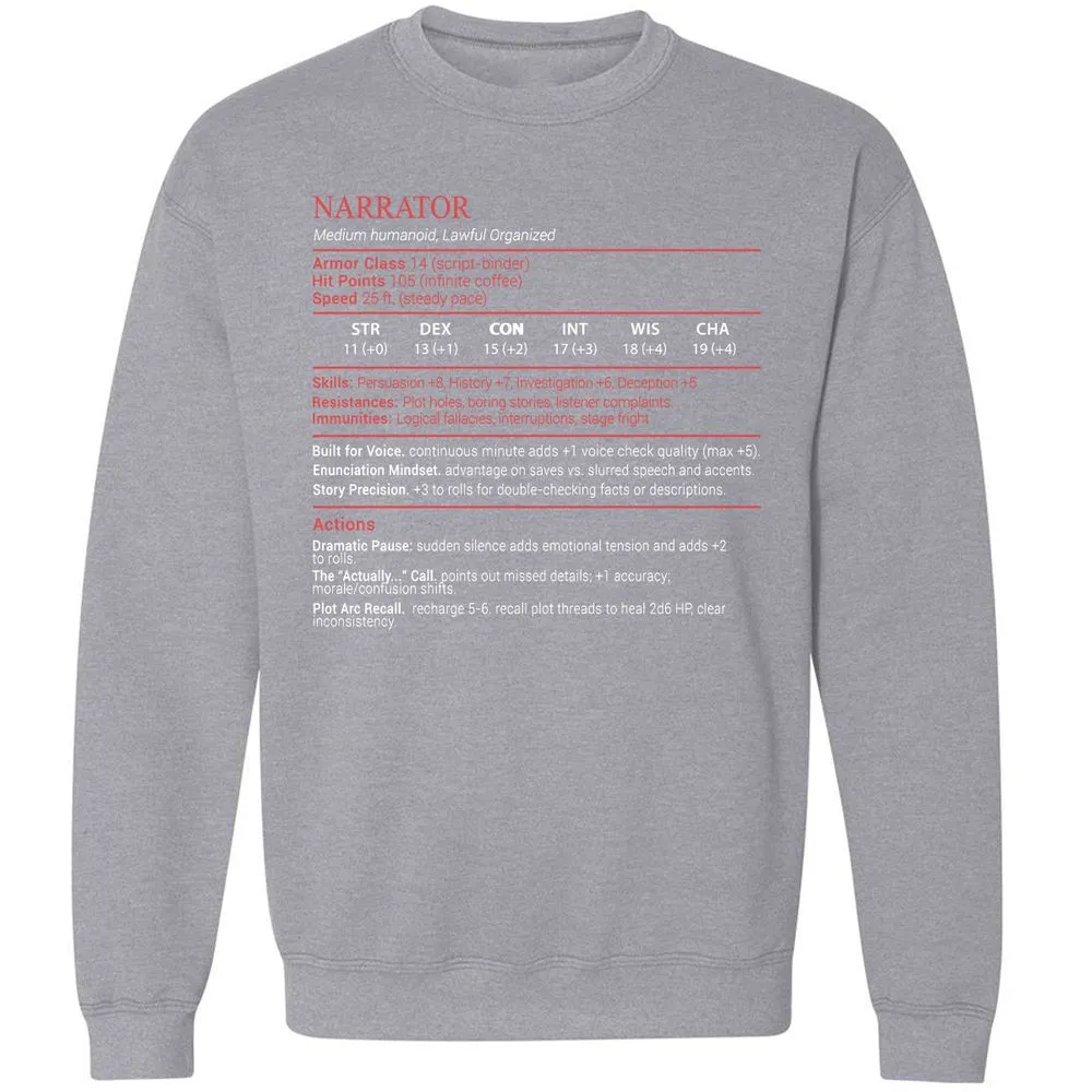 Narrator Stats Block - Sport Grey - 17