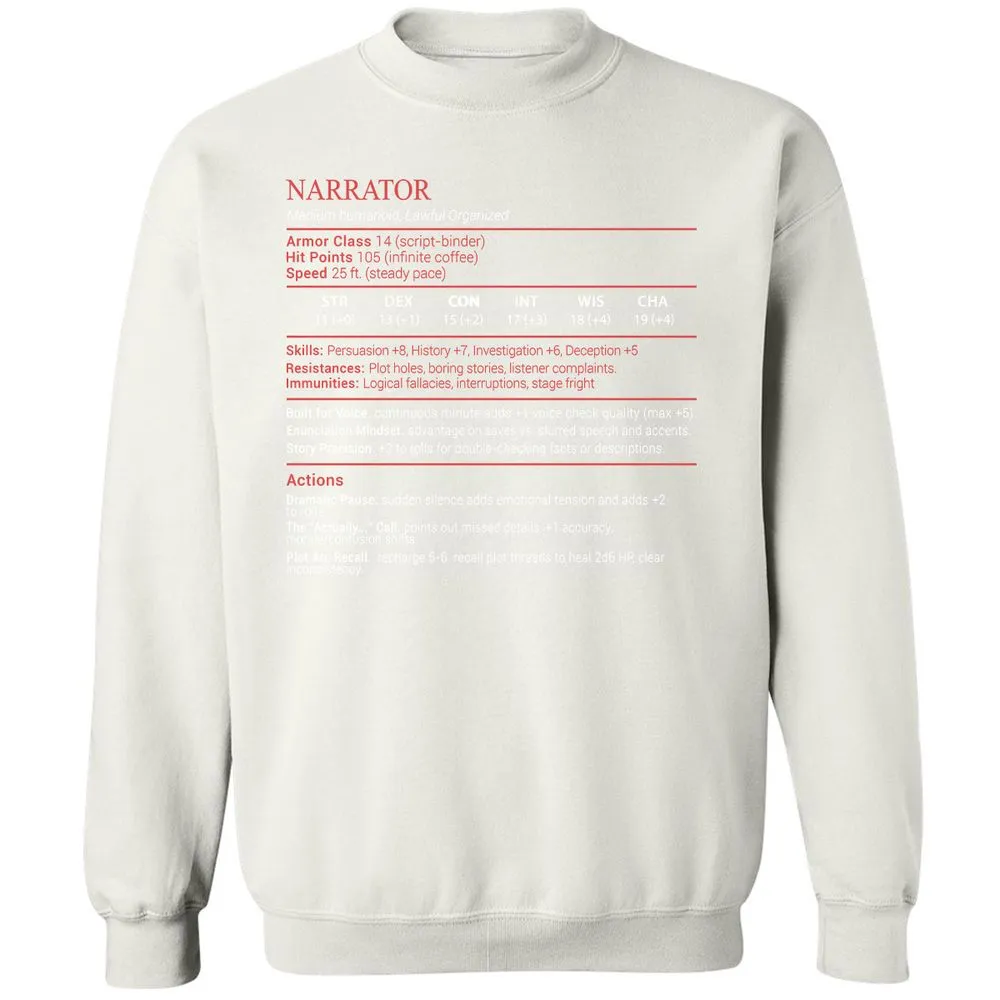 Narrator Stats Block - White - 18