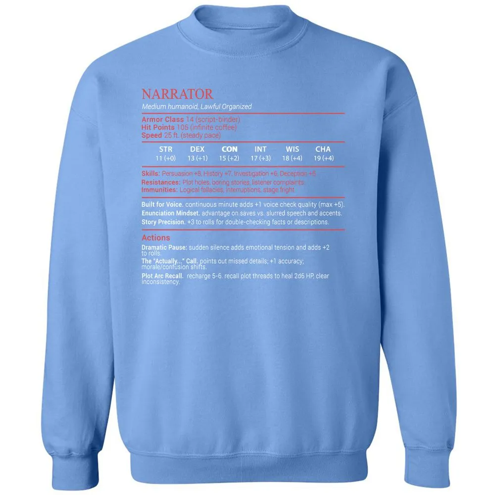 Narrator Stats Block - Carolina Blue - 20
