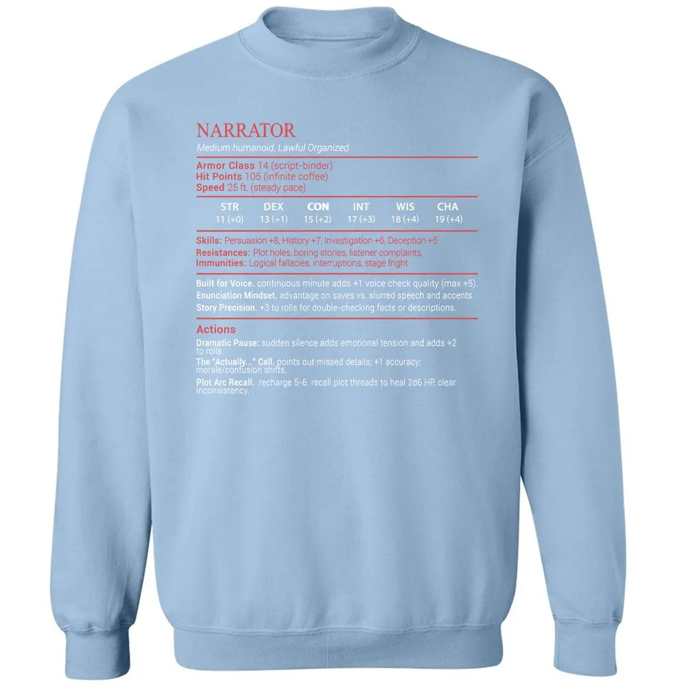 Narrator Stats Block - Light Blue - 21
