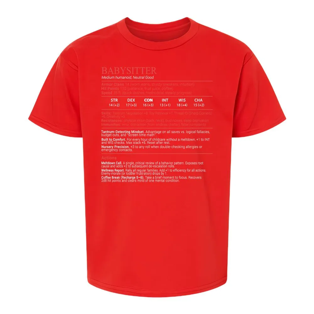 Baby Sitter Stats Block - Red - 8