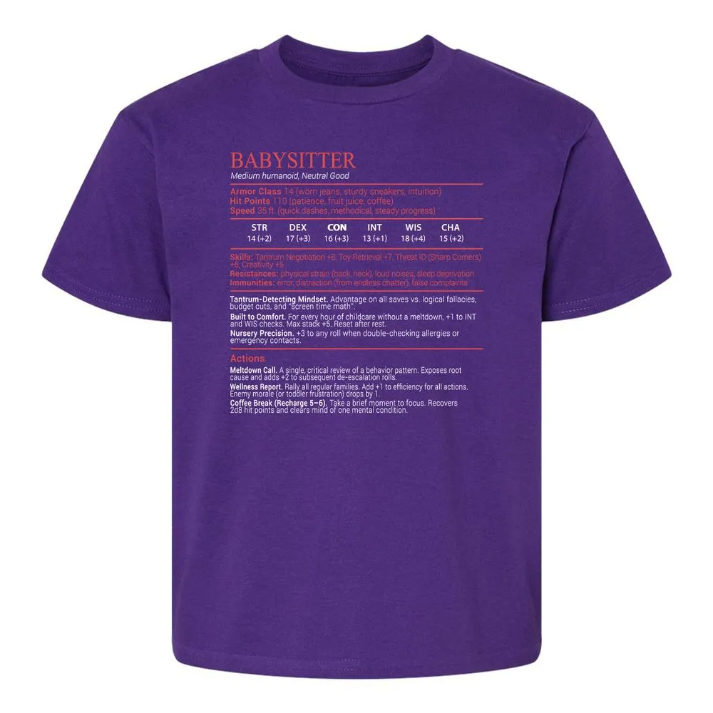 Baby Sitter Stats Block - Purple - 17