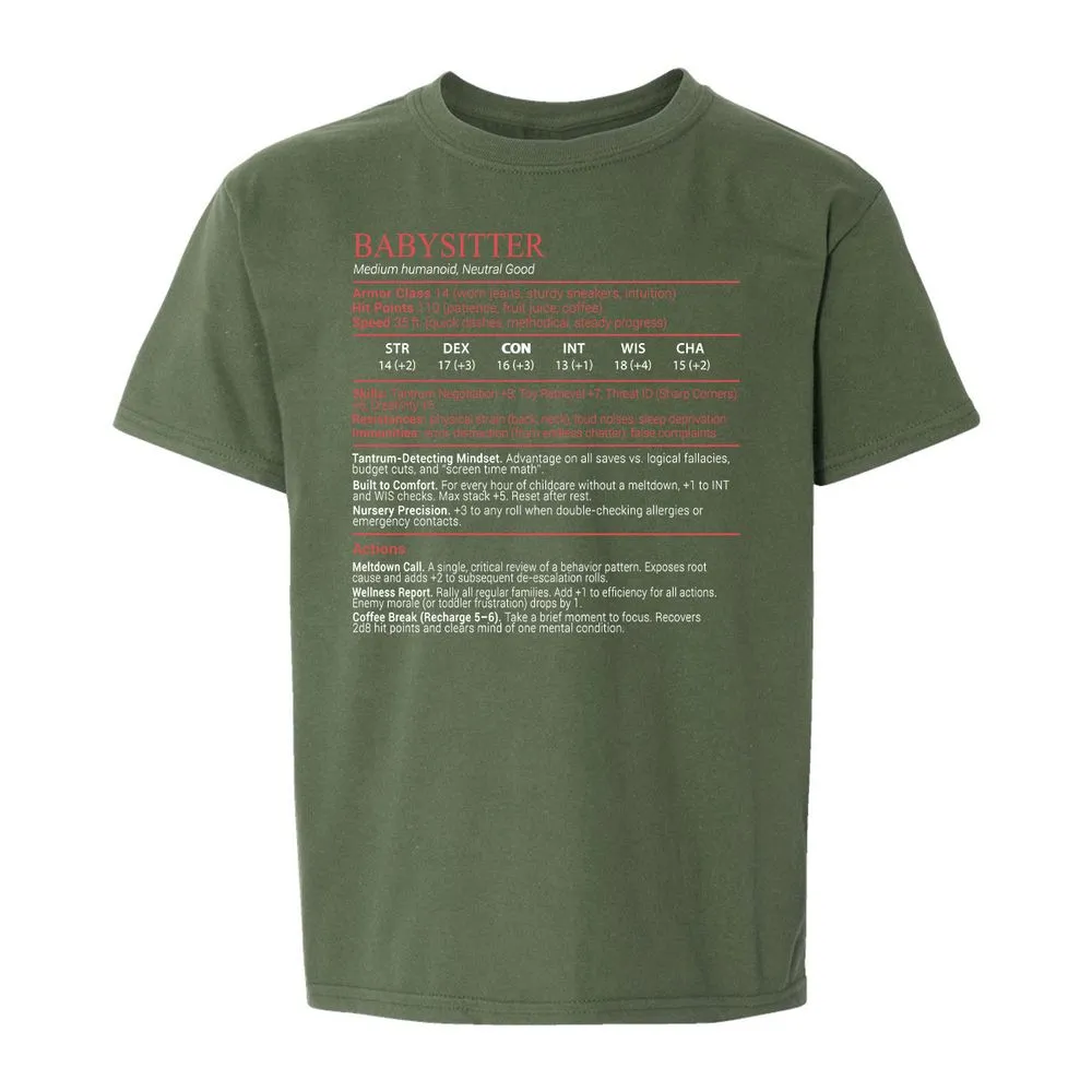 Baby Sitter Stats Block - Military Green - 19