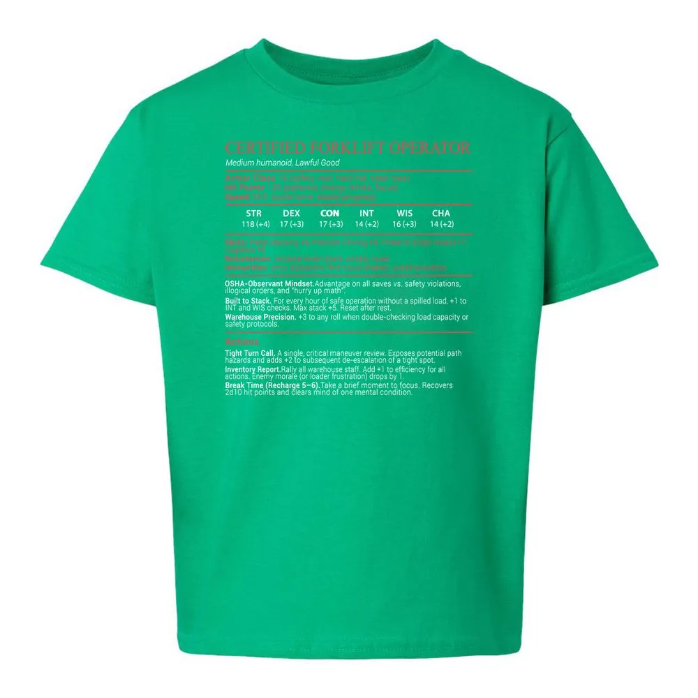 Certified Forklift Operator Stats Block - Irish Green - 16