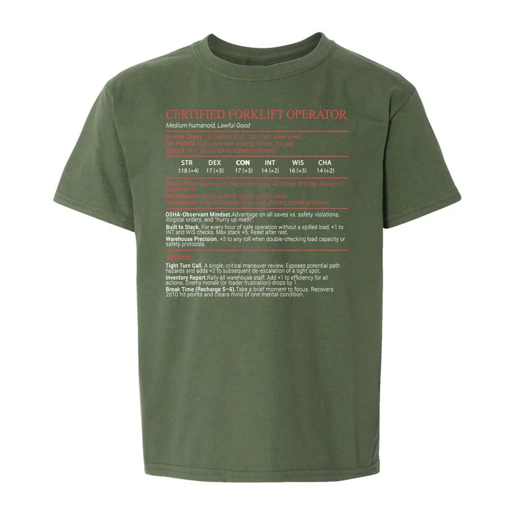 Certified Forklift Operator Stats Block - Military Green - 19