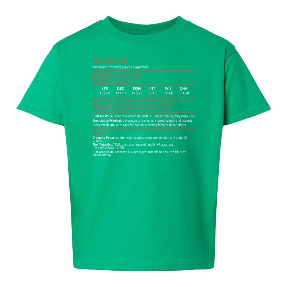 Narrator Stats Block - Irish Green - 16