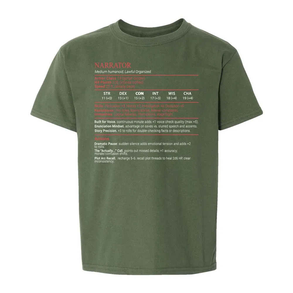 Narrator Stats Block - Military Green - 19