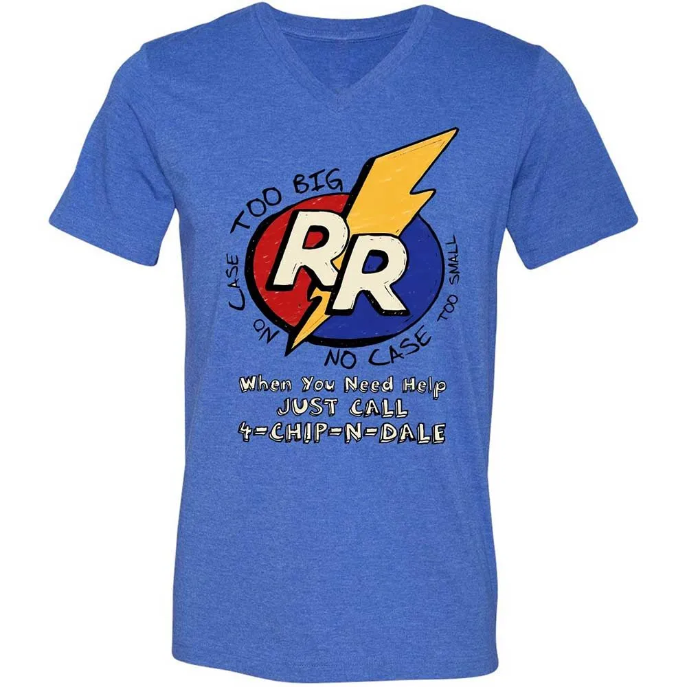 Unisex V-Neck T-Shirt - ABFAP6XQ - Heather True Royal - 4