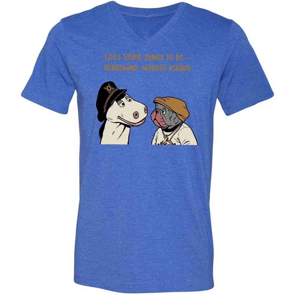 Unisex V-Neck T-Shirt - 22NX9WNR - Heather True Royal - 4