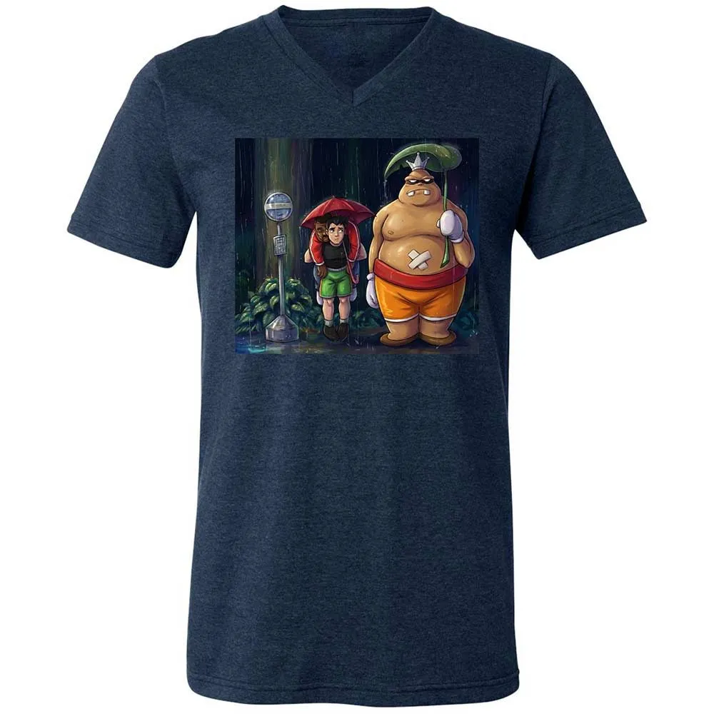 Unisex V-Neck T-Shirt - ZMMYEUBV - Heather Navy - 3