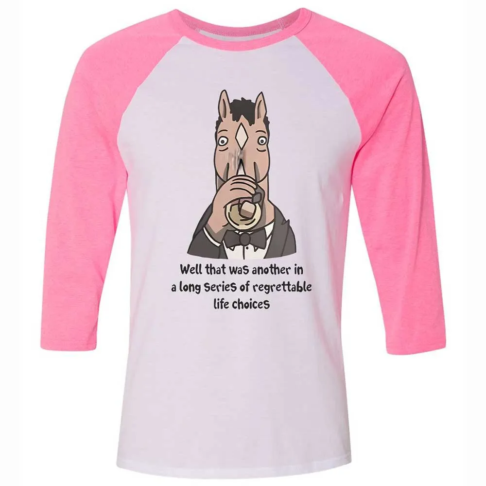 Unisex 3/4 Baseball Tee - 6ZEPH7W4 - White/Neon Pink - 12