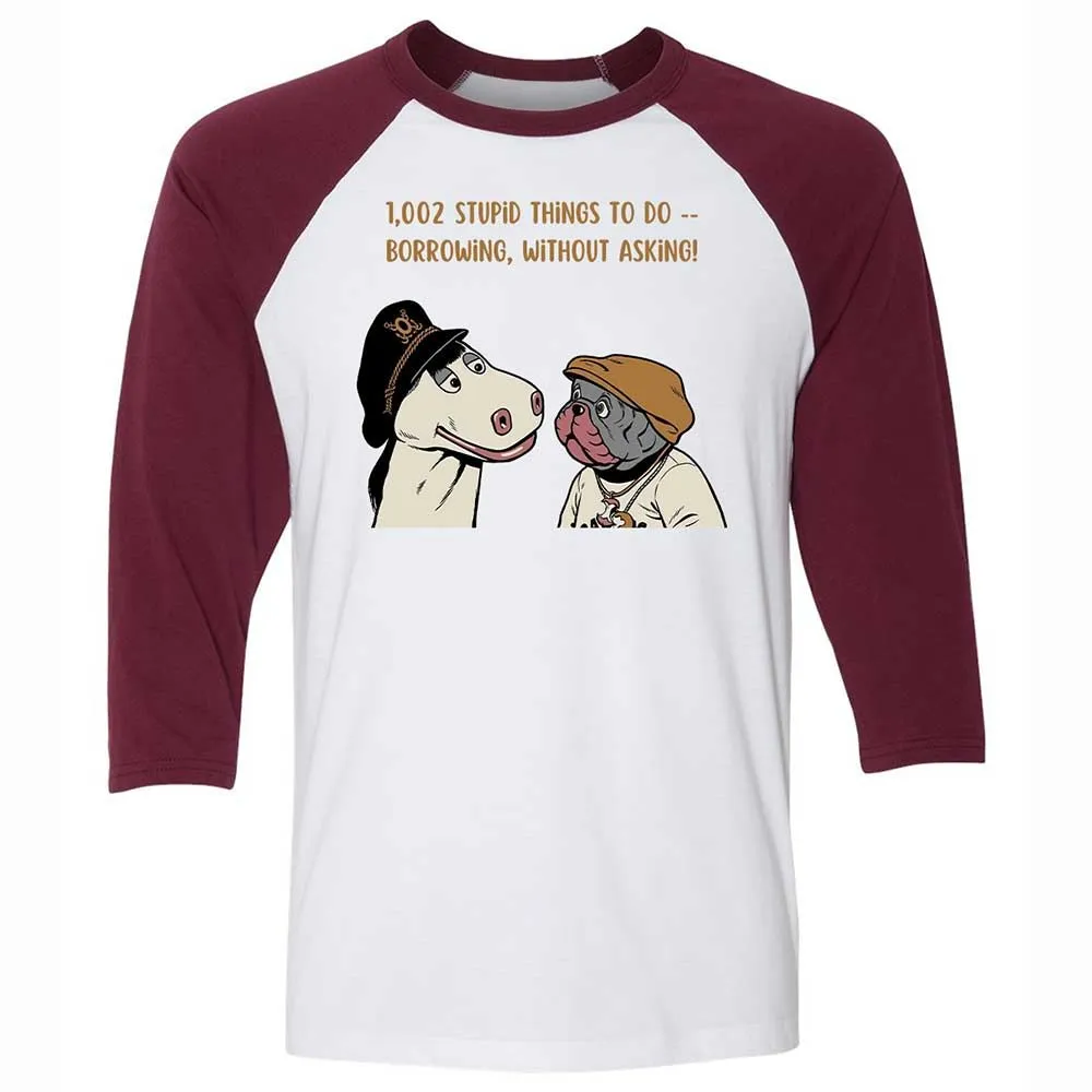 Unisex 3/4 Baseball Tee - XK1FFTDM - White/Maroon - 7