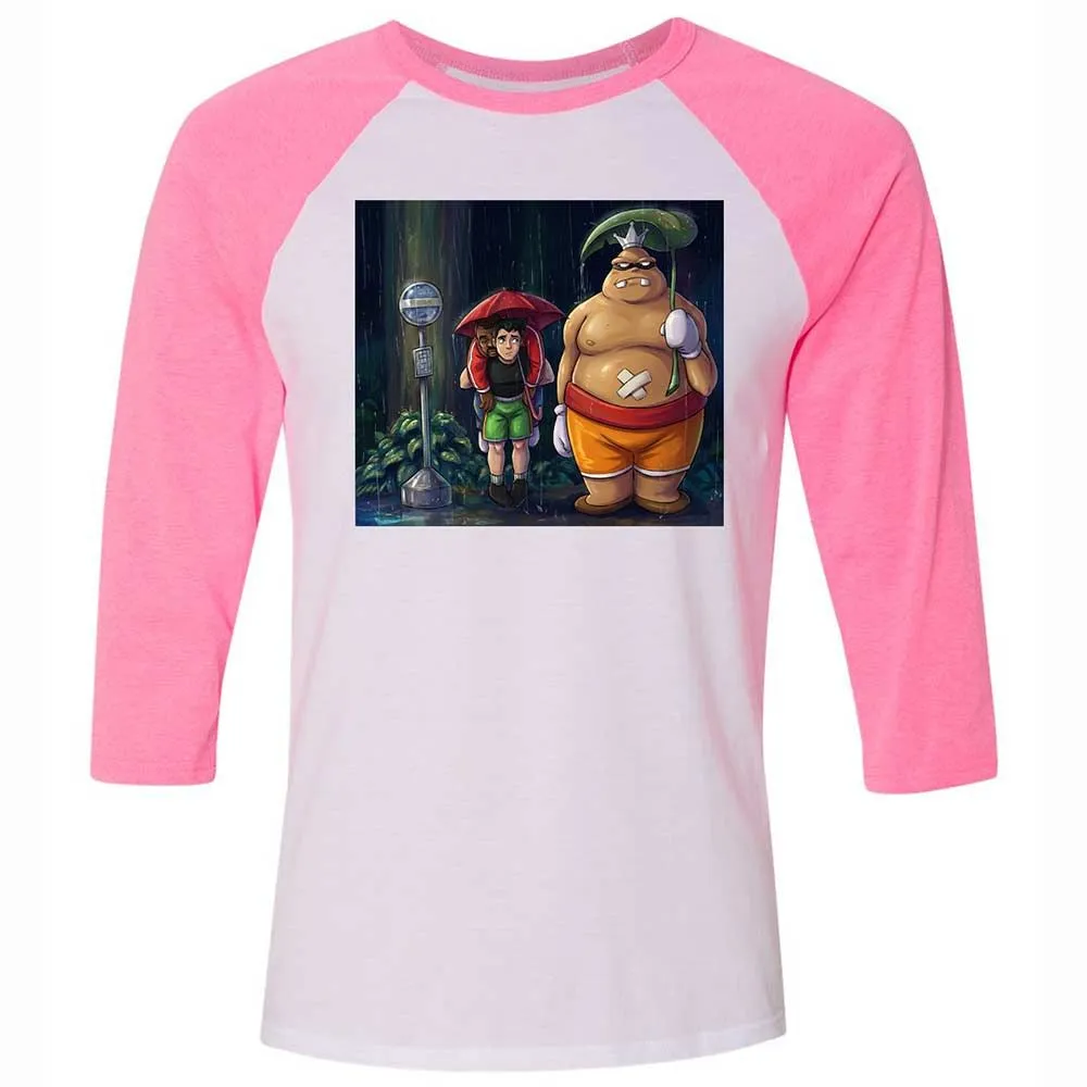 Unisex 3/4 Baseball Tee - F94XG5XV - White/Neon Pink - 12