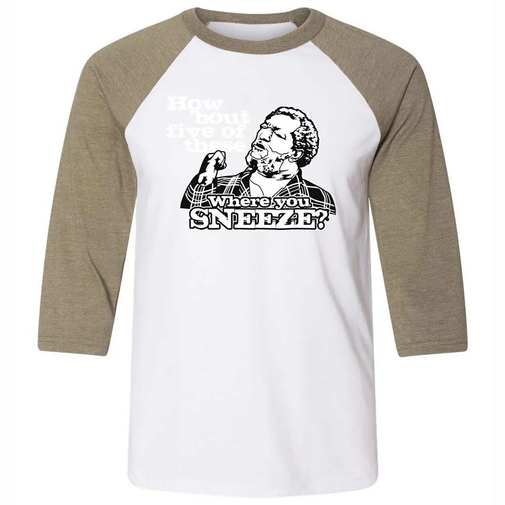 Unisex 3/4 Baseball Tee - XDK6EFJ8 - White/Heather Olive - 4