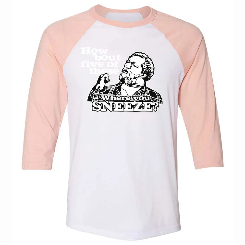 Unisex 3/4 Baseball Tee - XDK6EFJ8 - White/Heather Peach - 5