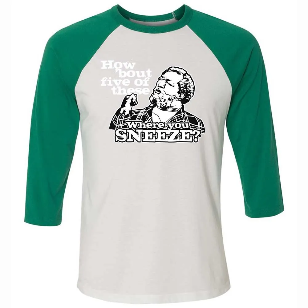 Unisex 3/4 Baseball Tee - XDK6EFJ8 - White/Kelly - 6
