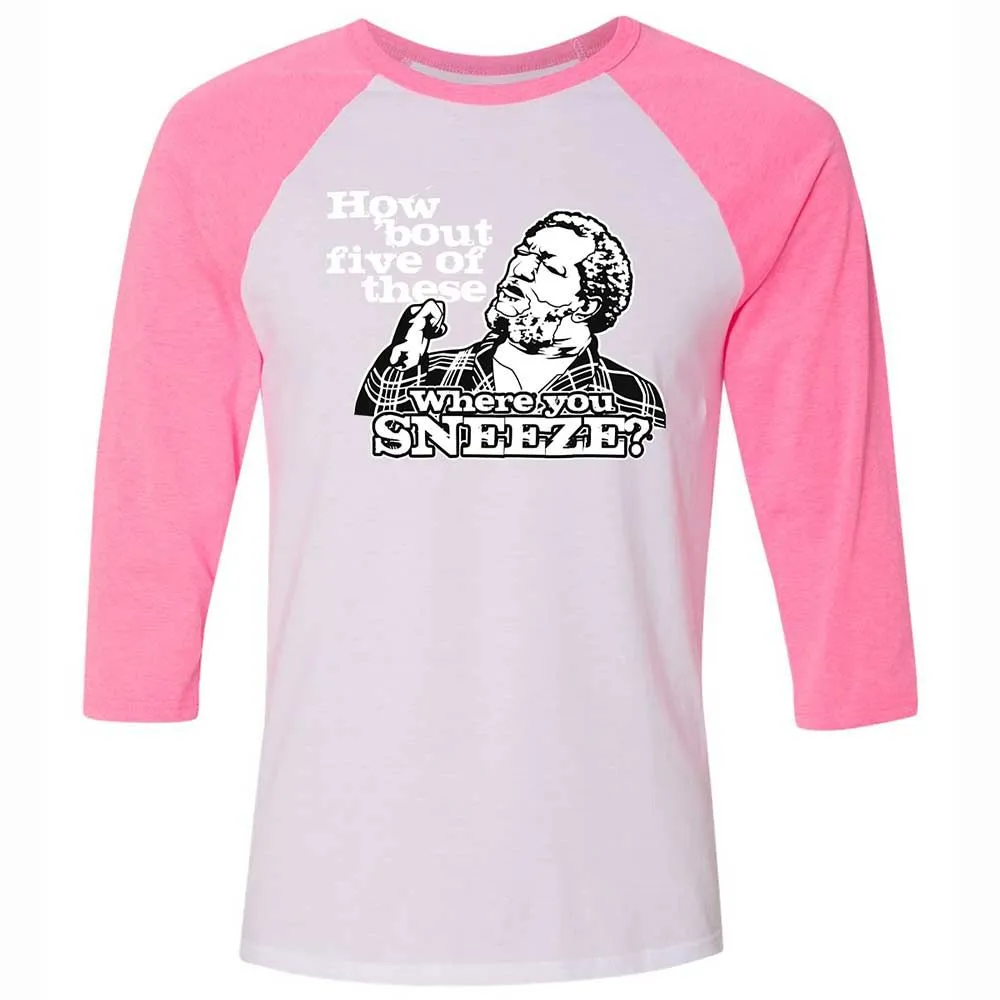 Unisex 3/4 Baseball Tee - XDK6EFJ8 - White/Neon Pink - 12